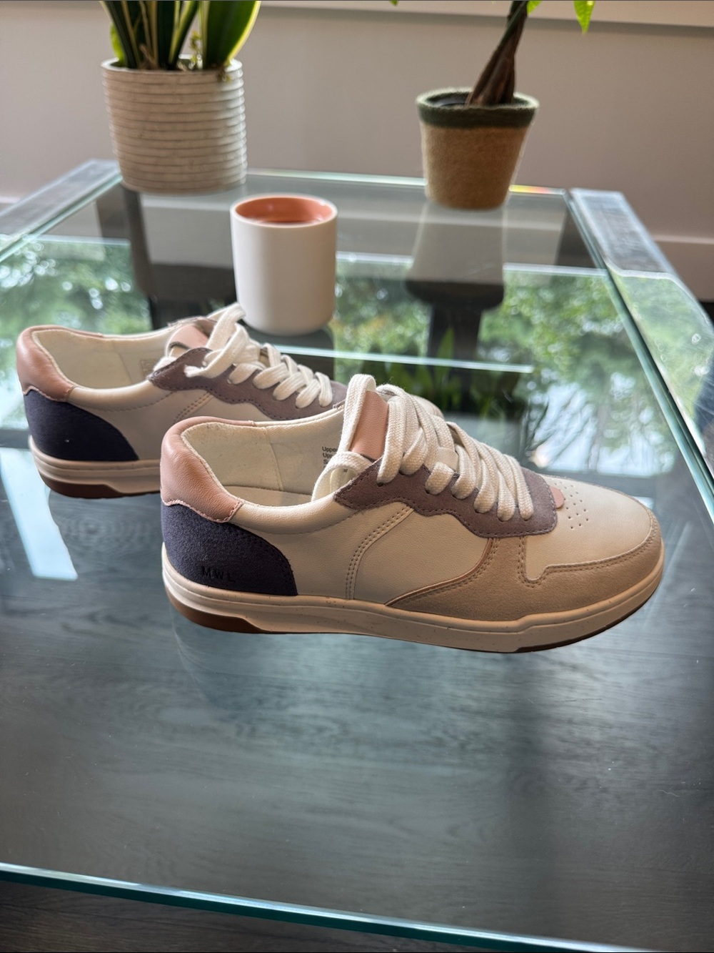Madewell Women's White and Pink Low-Top Sneakers